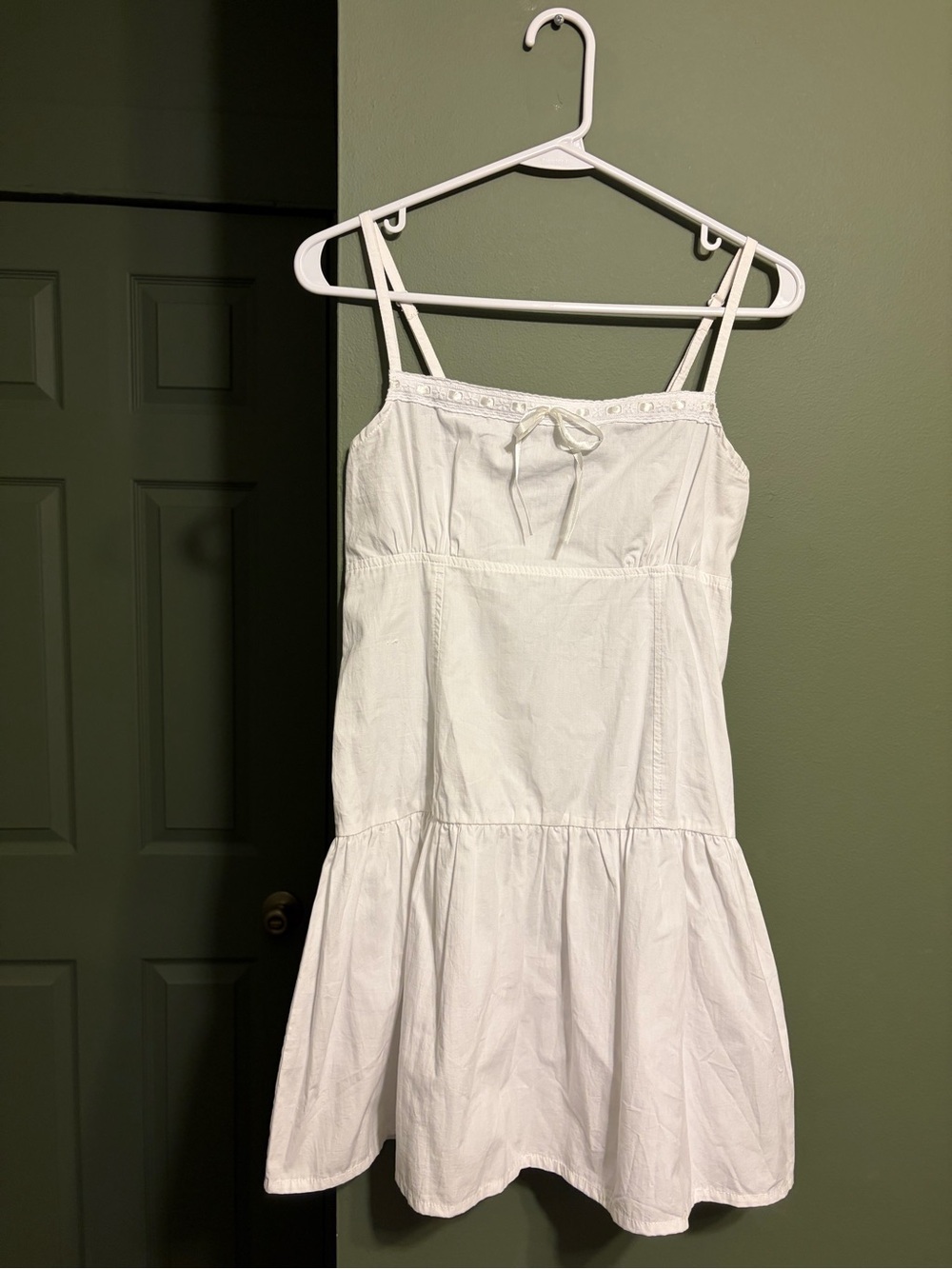 Motel Rocks White Cotton Mini Dress with Lace Trim